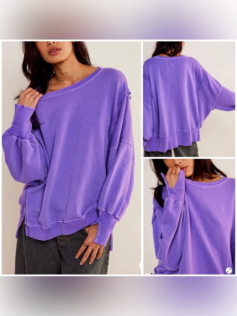 NWT Free People We The Free Camden Sweatshirt - Ultraviolet purple - XL